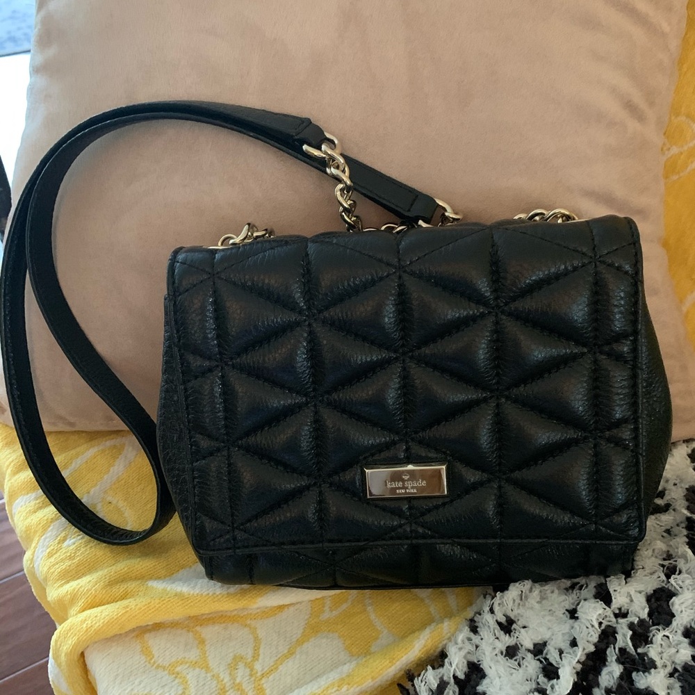 NWOT black quilted leather Kate spade crossbody
